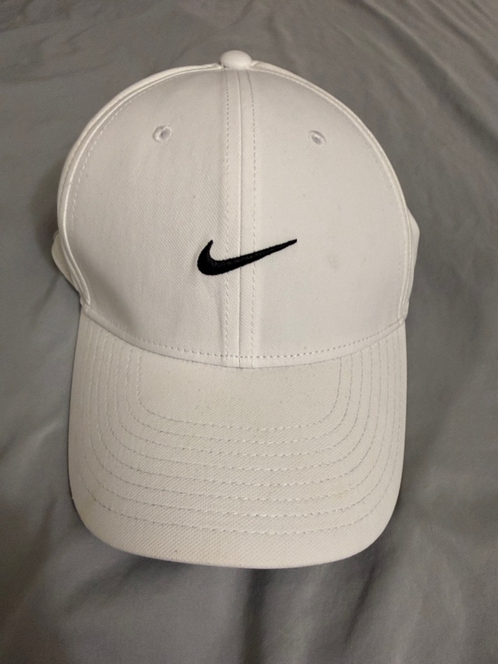 Nike White Baseball Cap with Black Swoosh